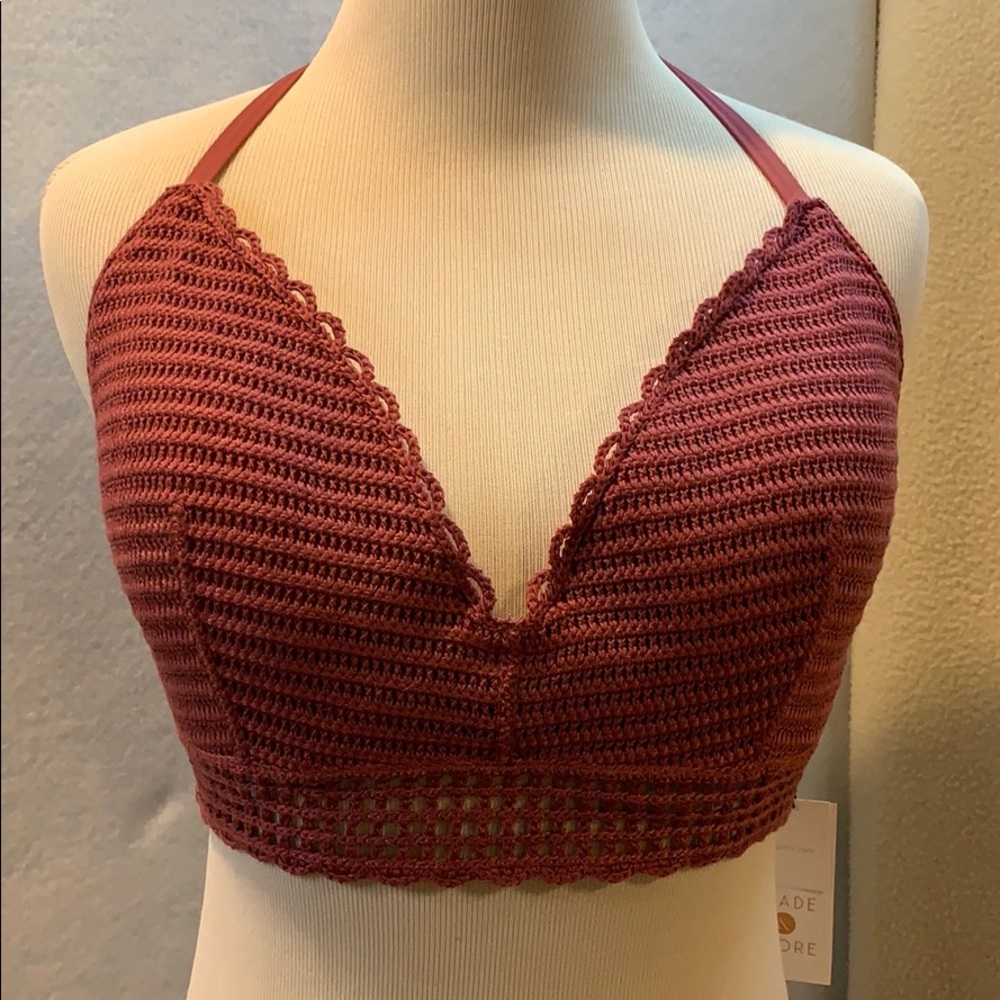 Dark Mauve Crochet Bikini Top